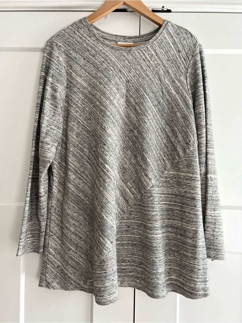 J. Jill Pure Jill Gray Heathered Asymmetrical Diagonal Seam Long Sleeve Tunic 1X